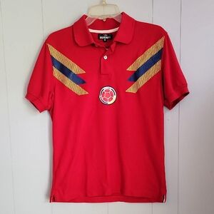 Vintage Burnes Colombia Soccer Shirt Men's Medium Red Logo Embroidery World Cup